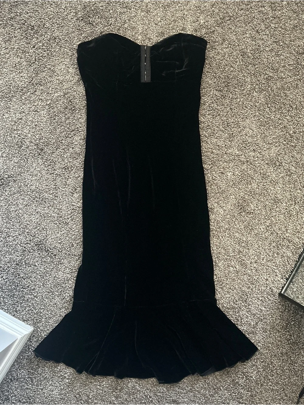 Y2K “Marciano” Black Crushed Velvet Bodycon Mermaid Style Dress - Picture 2 of 6